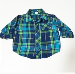Navy Plaid Pattern Shirt
